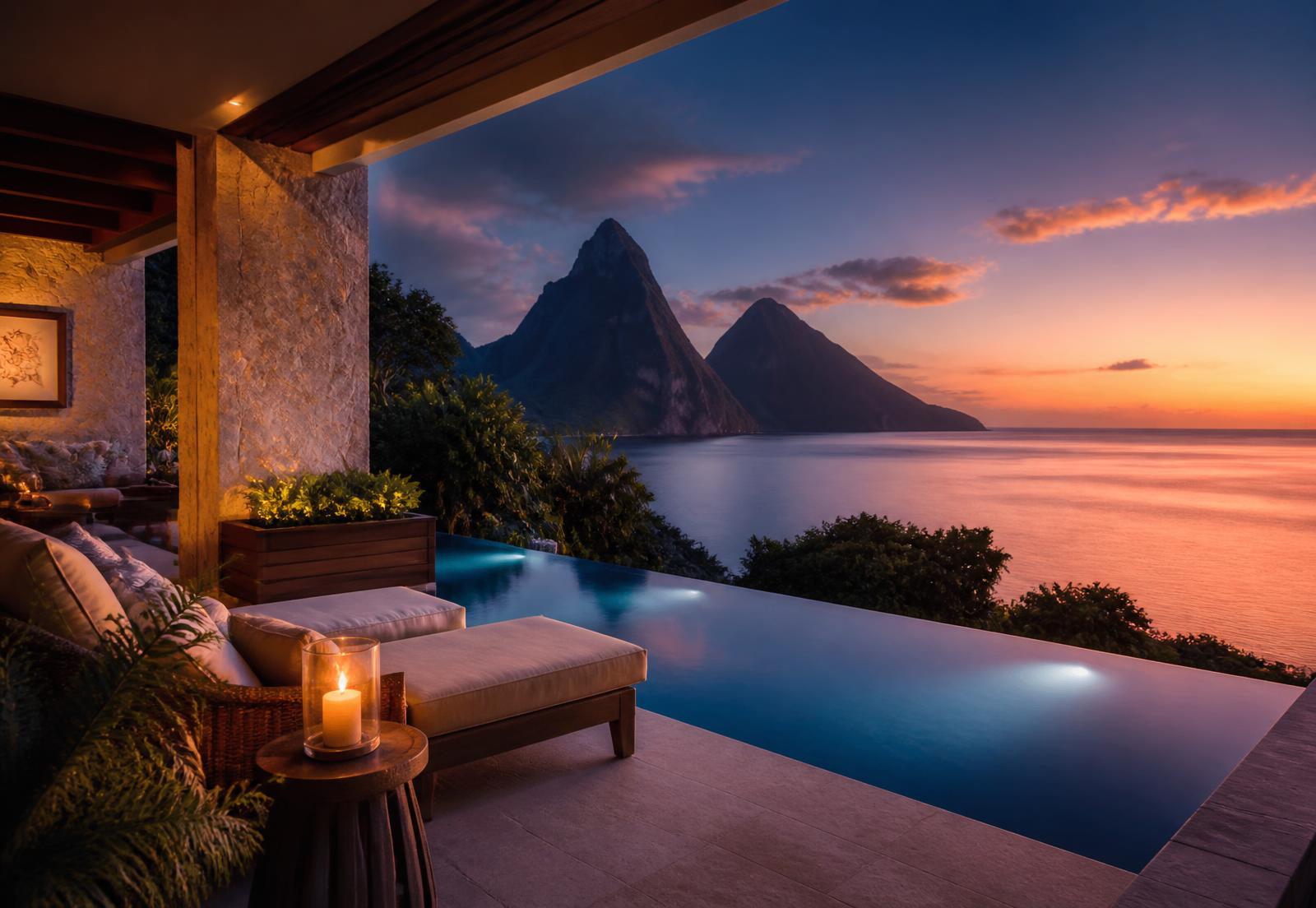 Luxury resort terrace with infinity pool